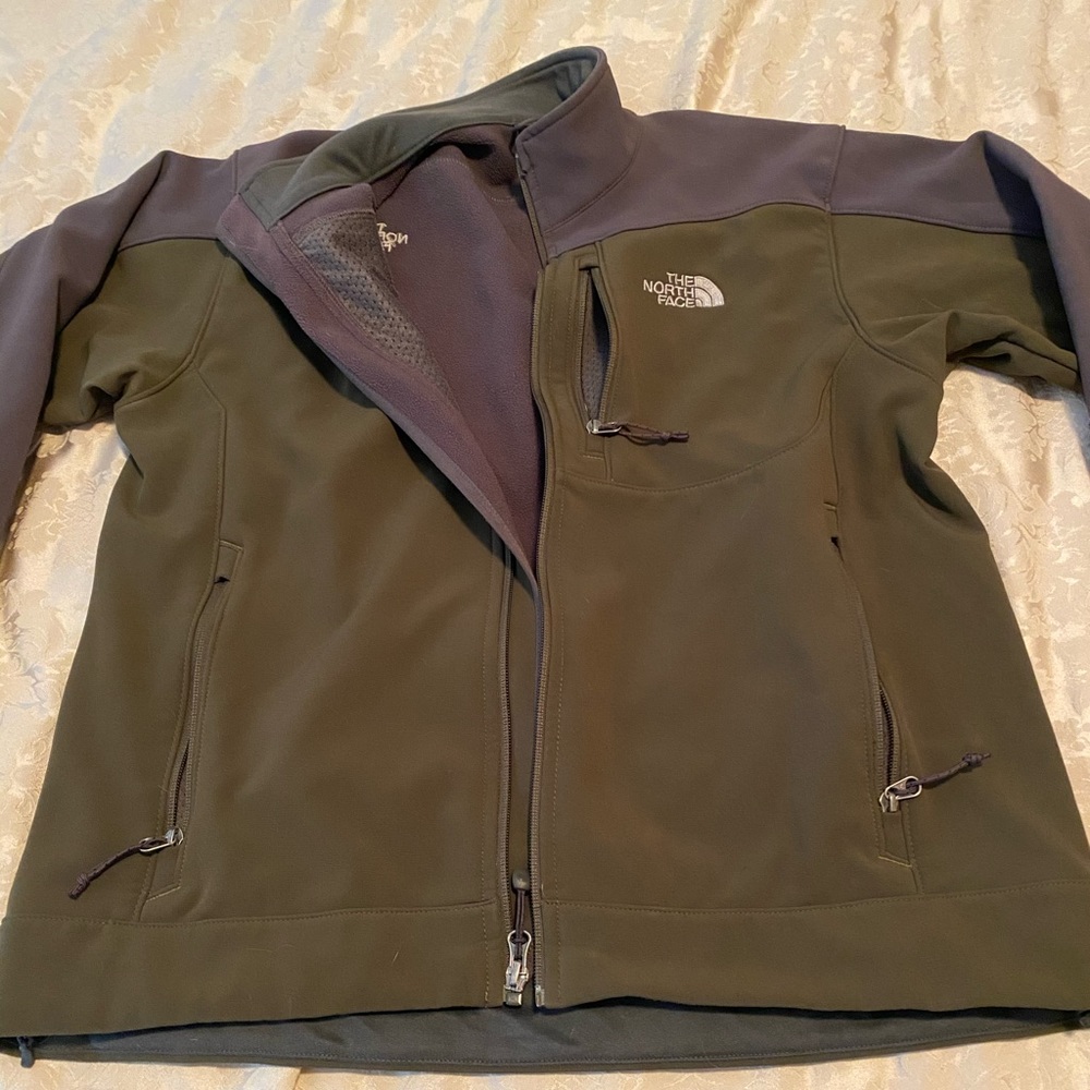North Face olive and grey zip up size M jacket
